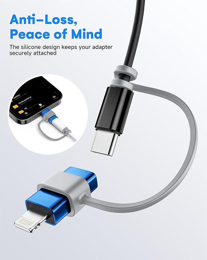 MFi Certified USB C to Lightning Adapter 4-Pack, 27W Fast Charging & Data Sync, Lightning to USB Type C Cable Adapter Compatible with iPhone 14/13/12/Pro/Max, iPad, AirPods, with Anti-Loss Lanyard