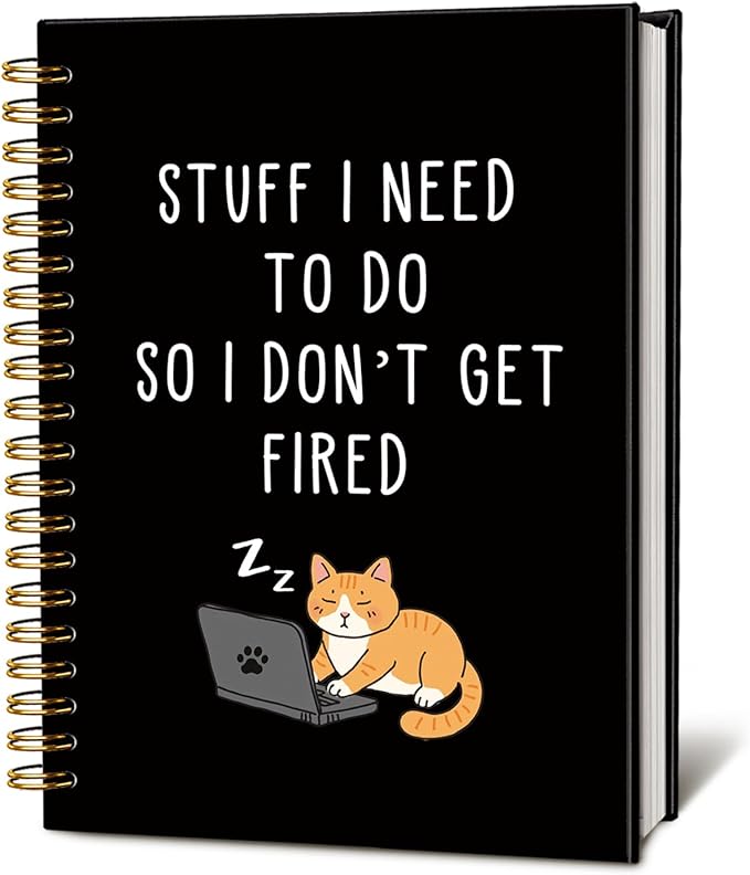 LIANGW Cat Notebook Journal, Stuff I Need To Do So I Don't Get Fired Notebooks, Funny Notebooks for Work, New Job Gift, Goodbye Gift for Coworker Leaving, Funny Gag Gift for Coworkers 5.5x8.3 Inch