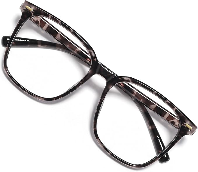 MACJERO Oversized Square Blue Light Blocking Glasses for Women Men, Anti-Fatigue Computer Monitor Gaming Glasses Reduce Eye Strain(Black Tortoise)