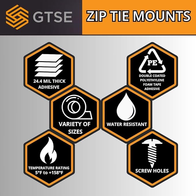 GTSE 100 Pack Of White/Clear Screw Mounts, Zip Ties Up To 0.2" Wide, Saddle Type Zip Tie Anchors