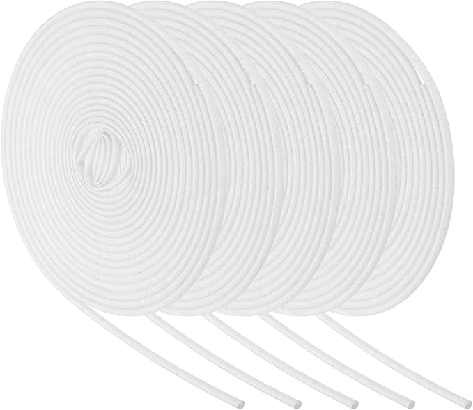 MECCANIXITY 5Pcs Wire Insulation Braid Fire Sleeve,16.4Ft-3.5mm ID White, High Temp Silicone Coated Fiberglass Sleeving for Automotive Hose Lines Electrical Wiring