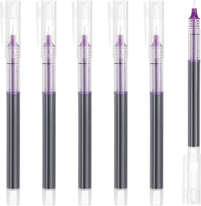 PATIKIL 6Pcs Colored Gel Ink Pens, 0.5mm Extra Fine Point Smooth Writing Japanese Quick Drying Liquid Ink Rollerball Pens for Office Stationery Classroom Teachers, Purple