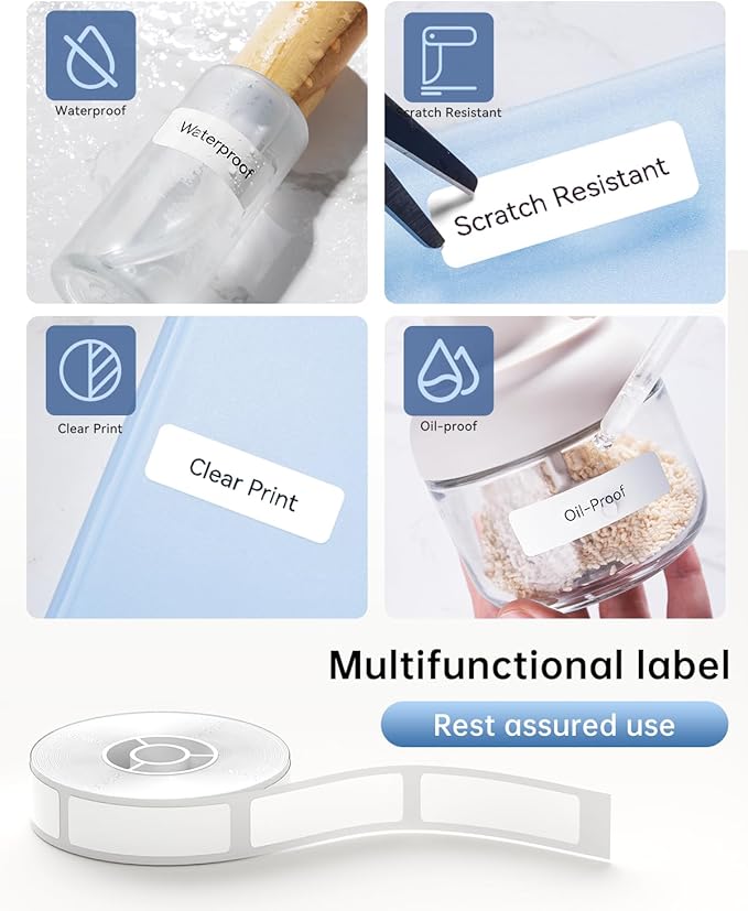 NIIMBOT D11 D110 Label Maker Tape Adhesive White Label Paper 0.47" X 4.29" (12.5 X 109mm) 65 Labels/Roll, Compatible for NIIMBOT D11 D110 Label Printer, Thermal Paper Black on White, 3-Roll