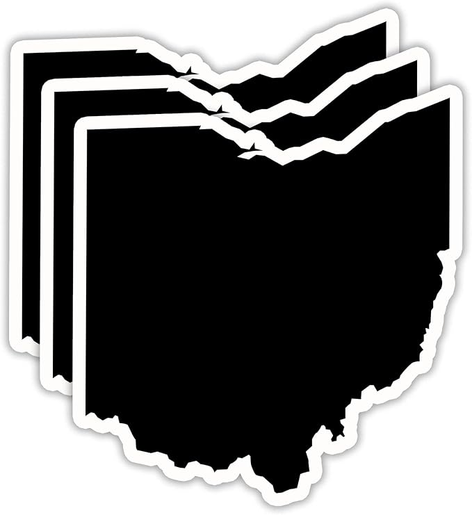(3PCS) Ohio State Map Stickers, US State Stickers - Waterproof Vinyl Decals for Tumblers, Water Bottles, Laptops, Books, Scrapbooks, Great for North Dakota Lovers 3 x 2.7 Inch