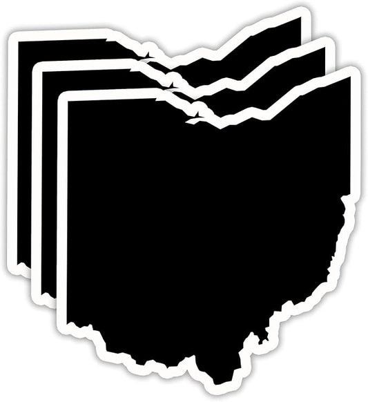 (3PCS) Ohio State Map Stickers, US State Stickers - Waterproof Vinyl Decals for Tumblers, Water Bottles, Laptops, Books, Scrapbooks, Great for North Dakota Lovers 3 x 2.7 Inch