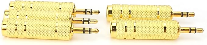 SiYear (5 Pack 3.5mm 1/8" Male Plug TRS to 6.35mm 1/4" Female Stereo Jack Adaptor-Gold Plated Converte,for Audio Earphone,Headphones ect