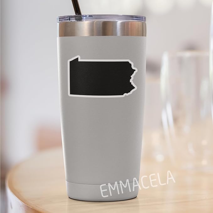 (3PCS) Pennsylvania Map Stickers, US State Waterproof Vinyl Decals for Tumblers, Water Bottles, Laptops, Books, Scrapbooks, Great for Pennsylvania Lovers 3 x 1.8 Inch