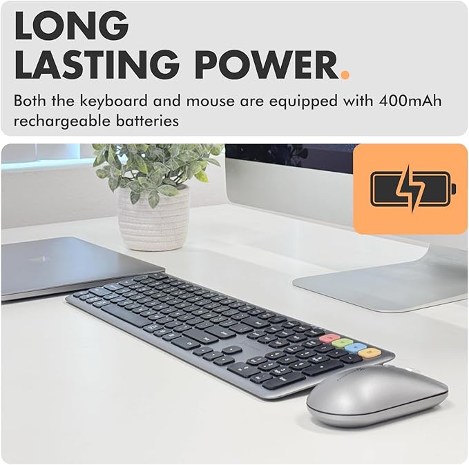 X9 Wireless Bluetooth Keyboard and Mouse Combo (Bluetooth, 2.4Ghz, USB C Wired) - Multi-Device Rechargeable Slim Keyboard and Mouse for Laptop, Windows, PC, Mac, iPad iOS, Android