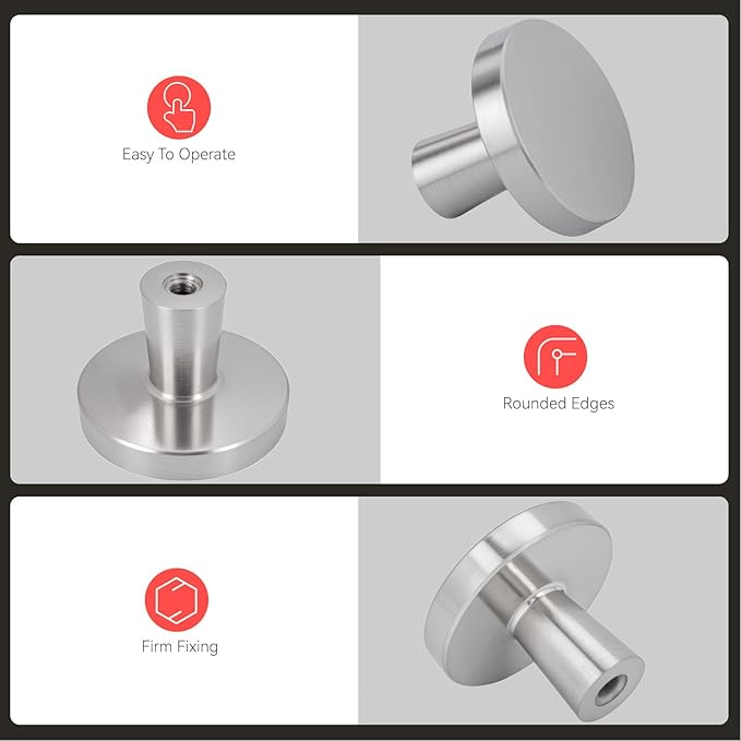 homdiy 30 Pack Brushed Nickel Cabinet Knobs Round Kitchen Handles Zinc Alloy Metal Hardware for Dresser Drawer Desk Cupboard