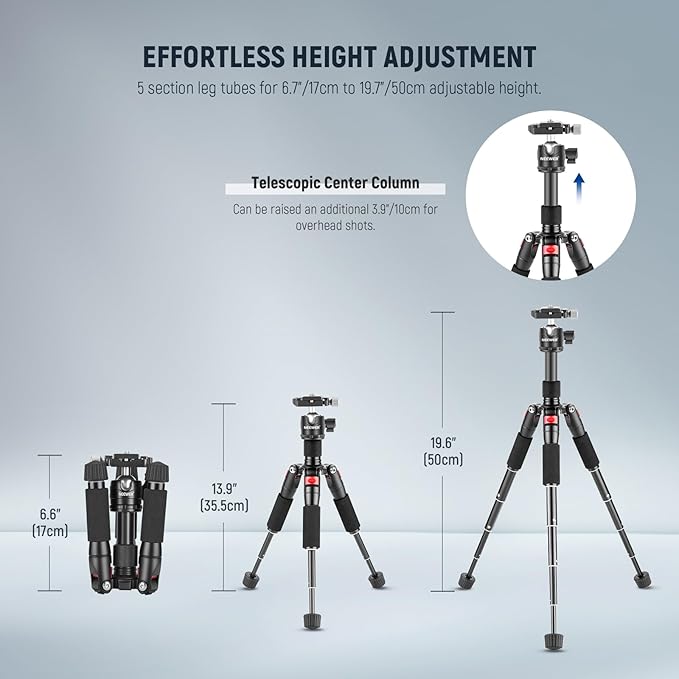 NEEWER Portable Desktop Mini Tripod + X11 2 in 1 Teleprompter 11 Inch with Monitor for Windows MacOS, Aluminum Alloy 20''/ 50cm Desk Stand with Ball Head for DSLR Camera Camcorder, Max Load 11 lb/5 kg