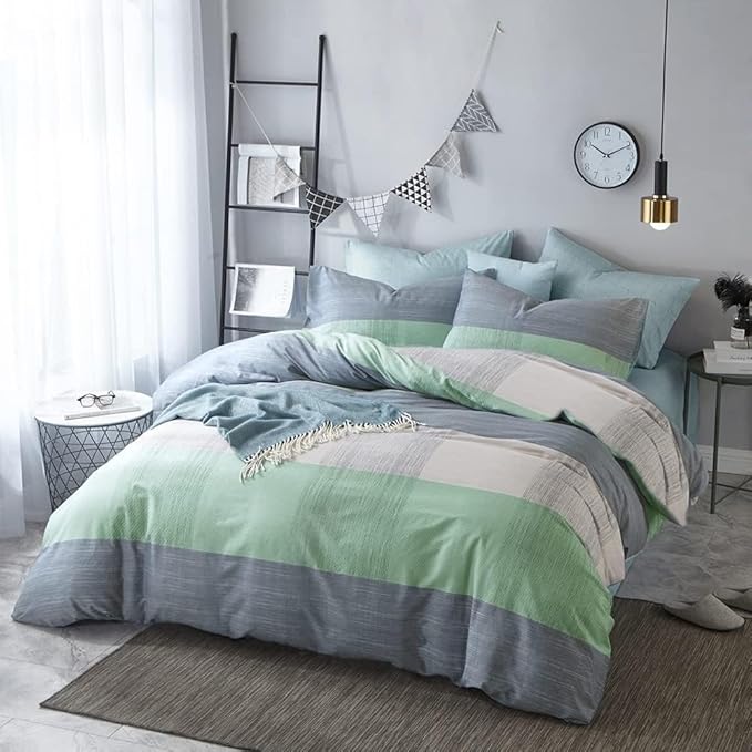 LifeTB Twin XL Comforter Set Patchwork Bedding Comforter Set Soft Fluffy Geometric Plaid Bedding Set for All Seasons Cozy Patchwork Plaid Checkered Pattern Comforter Twin XL with 2 Pillow Shams