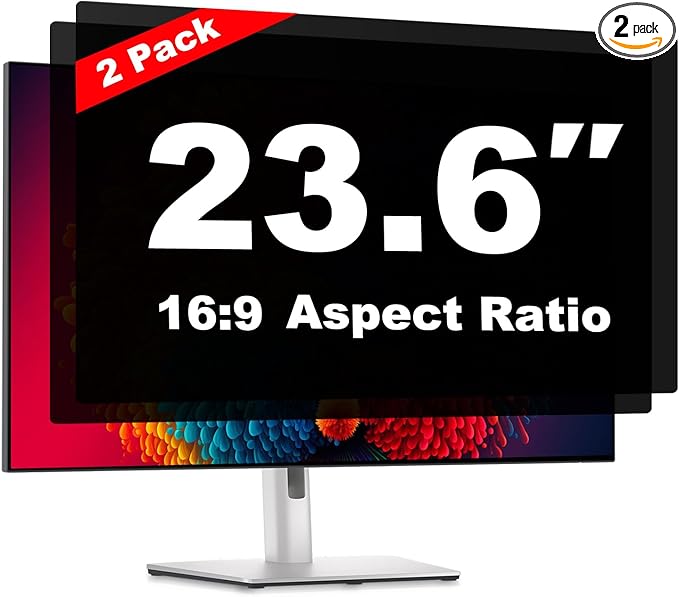 Pozlle 23.6 Inch Computer Privacy Screen Shield [2 Pack] for 16:9 Widescreen Desktop Monitor - Anti-Glare Blue Light Privacy Filter and Anti Spy Privacy Screen Protector Film