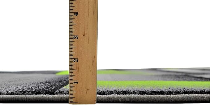 HR 5’ x 7’ Rug in Electric Green - Premium Quality Green/Black/Gray Abstract Geometric Modern Squares Pattern Area Rug - Contemporary Styling for Living Room, Bedroom - Unique Home Decor