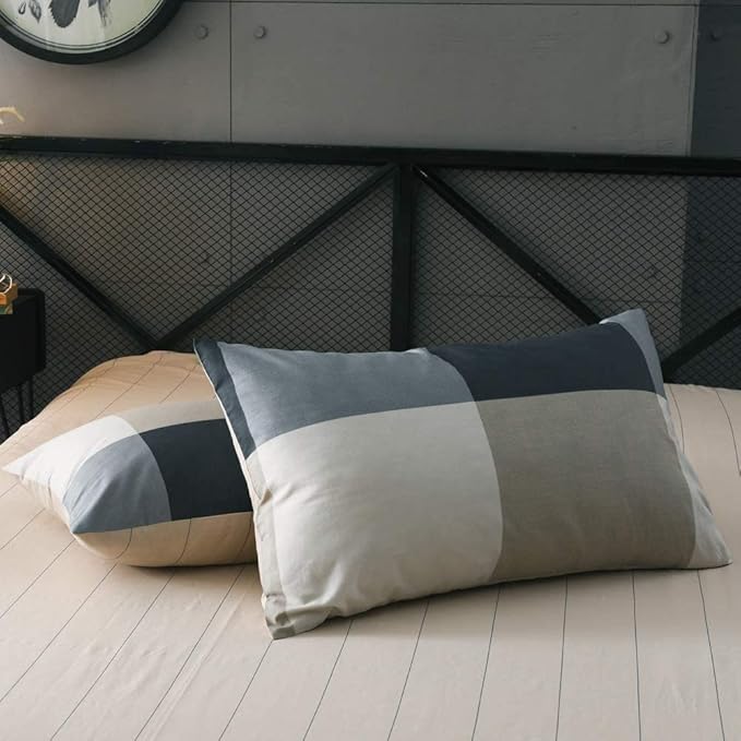 Full Comforter Set Fluffy Modern Style Plaid Comforter Set Checkered Pattern Comforter for Boys Men 3 Pieces Bedding Set 1 Geometric Comforter with 2 Pillow Shams All Season Full Size Comforter Set