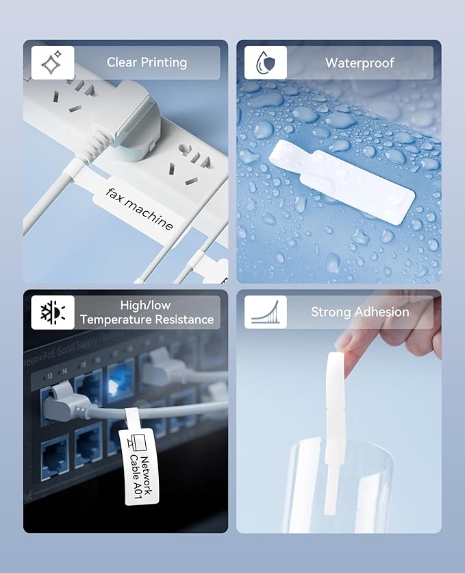 NIIMBOT B18/N1 Thermal Transfer Labels 0.51" x 1.37" (13x35mm), Only for B18/N1 Label Maker, PET Material, Waterproof and High-Temperature Resistance, Long Storage Time,Luminous
