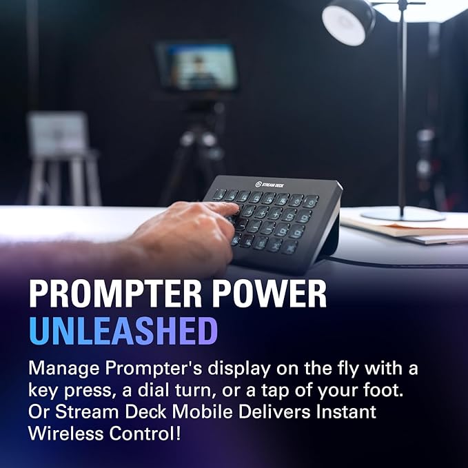 Elgato Prompter XL – Full-Sized Teleprompter with Removable Display, Video Conferencing Monitor, for DSLR Mirrorless & Studio Cameras, Single-Cable Setup – USB-C 3.2 for PC & Mac