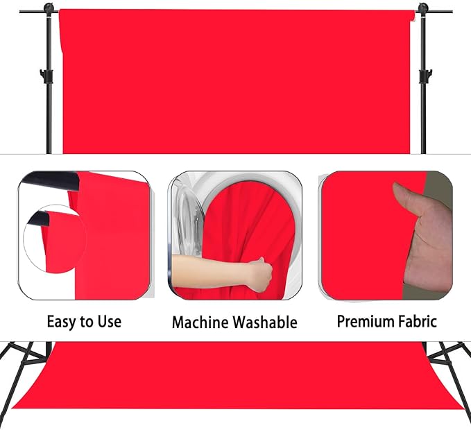 Red Photo Backdrop for Photoshoot, Red Photography Backdrop for Portraits, Fabric Background for Product Photography and Video Creation 3FTx5FT