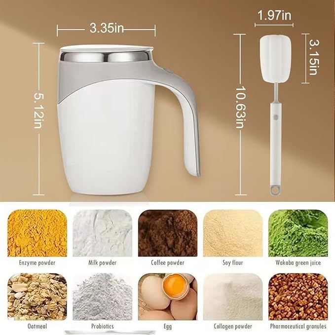 Jieclem Rechargeable Self-Stirring Coffee Mug, 2025 Upgrade, Automatic Magnetic Stirring, Stainless Steel, Portable, with Lid