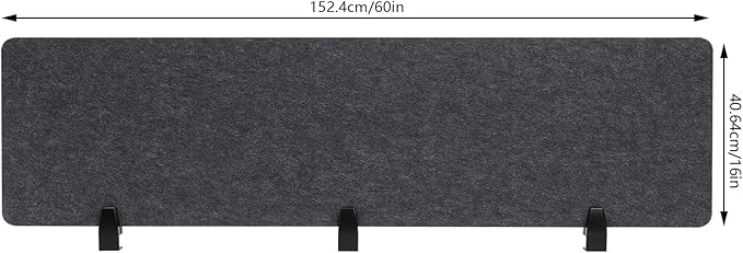 DYRABREST 2 Pack Acoustic Desk Divider, 60 x 16 Inch, No Drilling Clamp-On Privacy Shields, Freestanding, Grey