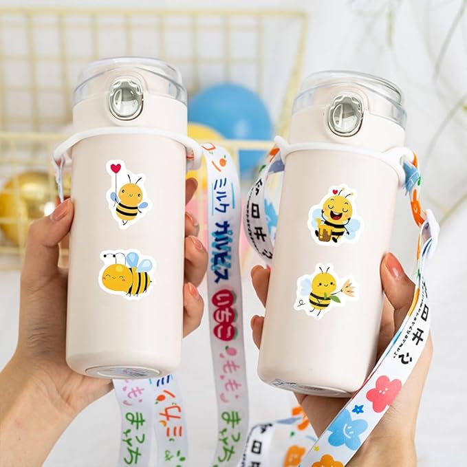 500 Pcs Cute Bee Sticker for Teen - Sticker Graphic - Cartoon Stickers for Water Bottles Laptop Bumblebee Stickers Waterproof Aesthetic Vinyl Decals Stickers for Adults Teens