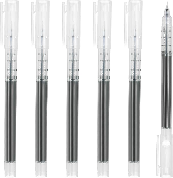 PATIKIL 6Pcs Colored Gel Ink Pens, 0.5mm Extra Fine Point Smooth Writing Japanese Quick Drying Liquid Ink Rollerball Pens for Office Stationery Classroom Teachers, Dark Blue