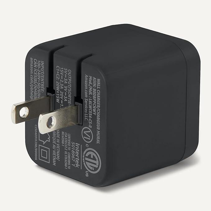 Amazon Basics Fast Charging USB C Nano GaN Wall Charger, 35W 2-Port for Tablets Phones, Black