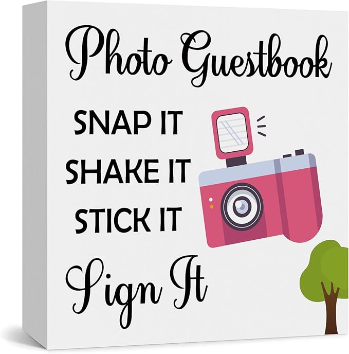 Wedding Photo Guestbook Sign Wooden Box Sign Wedding Party Signs for Reception Ceremony Guest Book Table Wooden Decor Signs Party Decorations Baby Showers Bridal Showers Engagement Decorations