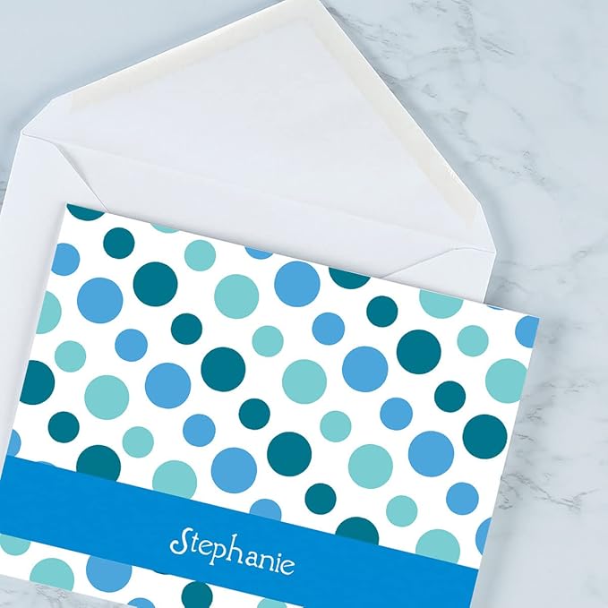 Current Zippy Dots Personalized Note Cards - 24 Cards with White Envelopes, 4¼ x 5½ Inch Size, Blank Stationery, Add Names or Text, For Thank You Notes, Invitations, & Announcements