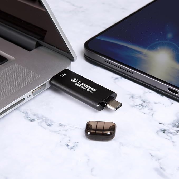 Transcend ESD310 512GB External SSD, Up to 1,050MB/s, Dual USB Flash Drive for iPhone/iPad/Mac/Windows, Android/Tablet/PC, USB 3.2 Gen 2 Thumb Drive Photo Stick, 2-in-1 Type C &Type A Memory Stick