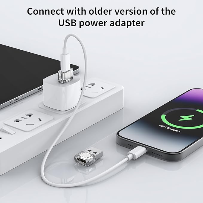 50 Packs USB A to USB Clear Adapter,USB C Female to A Male Charger Converter Compatible with Apple Watch Ultra iWatch 8 7,iPhone16 15 14 13 Pro Max Plus,iPad 9 10 Air 5 Mini 6,Car,Galaxy S23