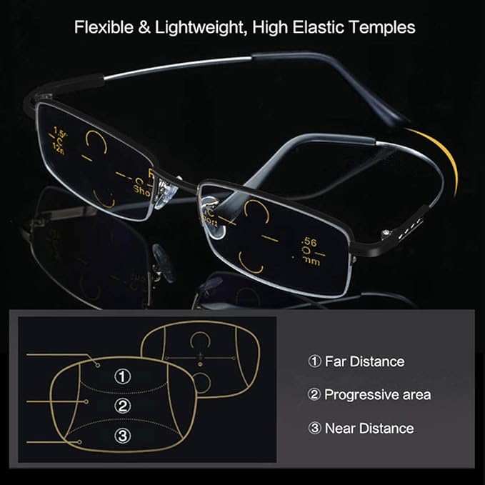 Progressive Multifocus Computer Reading Glasses Blue Light Blocking No Line Lenses Multifocal Readers for Men and Women