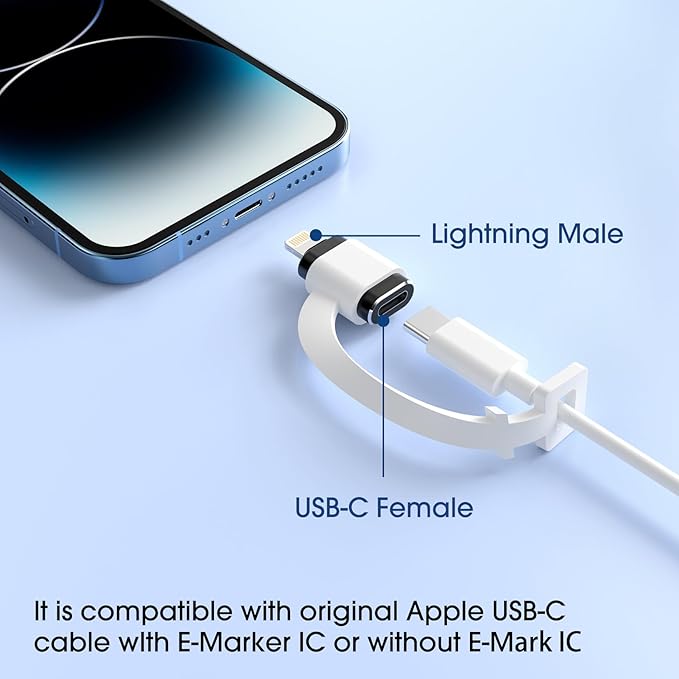 TechMatte Female USB C to Male Lightning Adapter 3 Pack 2.2A Charging Data Transfer, Compatible with iPhone 14, 13, 12, 11 Xs SE iPad iPod AirPods, Not for Audio Headphones/OTG Android Anti-Lost Black