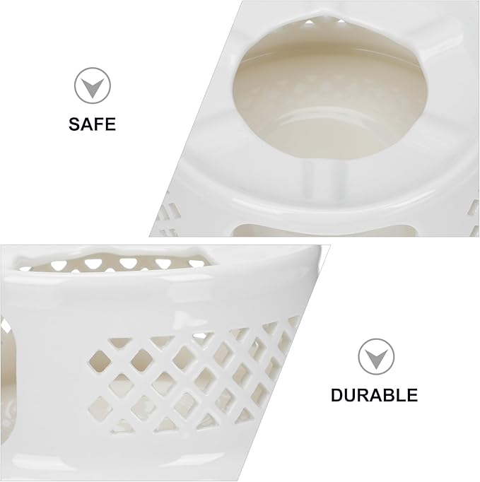 WATIIFUFU Ceramic Teapot Warmer with Hollow Design Non-Slip Base Retro Tea Heater for Brewing and Warming Tea Suitable for Home Office Coffee Shop Use