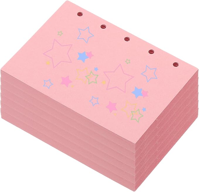 PATIKIL Colored Loose Leaf Paper, 4.1" x 3"(A8) 300 Sheets 5 Holes Punched 150GSM Blank Binder Refill Paper Supplies for Office Note Taking Teacher Planner Journal Notebook, Light Pink