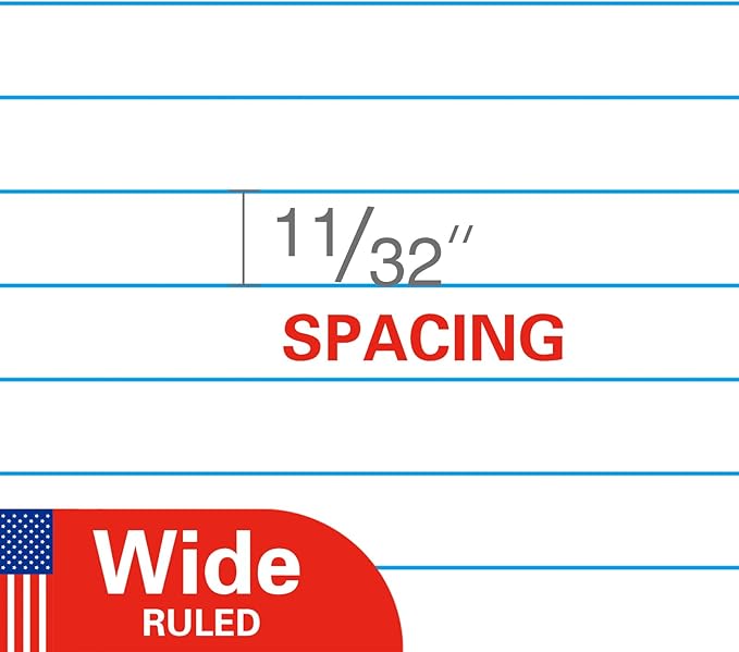 WritePads Notebook Paper Wide Ruled Loose Leaf Paper, Standard 8"x10-1/2" Bulk Lined Paper, 3 Hole Punched Filler Paper For 3 Ring Binder,150 Sheets/Pack, 4 Pack, White, MADE IN USA