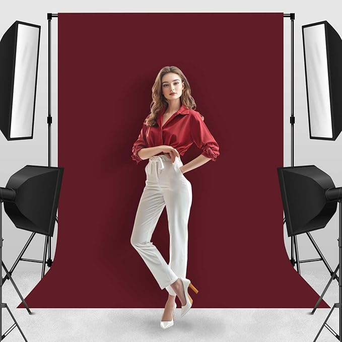 Photo Backdrop Wine Red Background Cloth Professional Photography 10x10ft Seamless Design to Eliminate Wrinkles Wedding Luxury Theme Decoration Art Exhibition Gallery Display