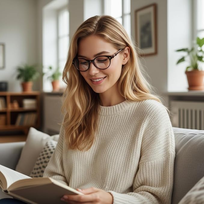 IGnaef Blue Light Blocking Glasses for Women, Oval Frame Bluelight Glasses for Gaming/Computer/Screen BL6216