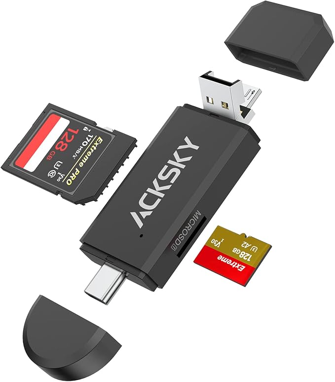 3-in-1 SD Card Reader-Type-C/USB-A/Micro USB, Dual Slot Memory Card Reader for MacBook/PC/Android/Phone/Camera/Laptop/Galaxy/Chromebook, Micro SD Card Adapter Supports SD/SDHC/SDXC/MMC