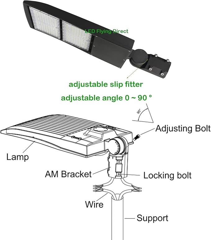480V 300W LED Shoebox Street Light, 42000LM LED Area Pole Fixture for Parking Lot, IP65 Outdoor Commercial Area Road Light 5000K DLC UL Certified
