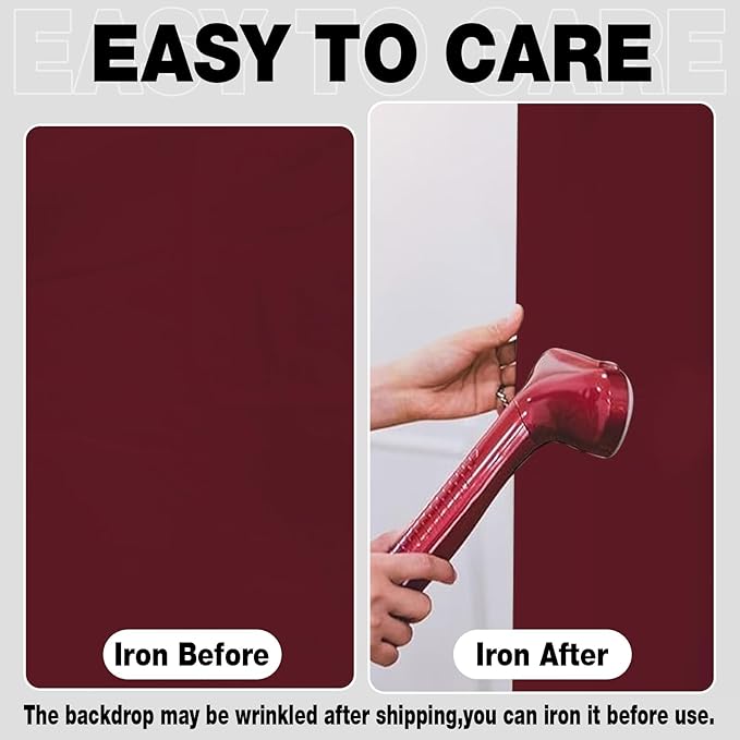 Photo Backdrop Wine Red Background Cloth Professional Photography 6x9ft Seamless Design to Eliminate Wrinkles Wedding Luxury Theme Decoration Art Exhibition Gallery Display