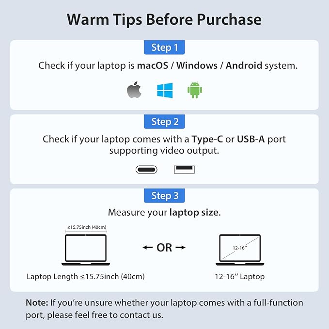 KYY Portable Monitor for Laptop, 14'' FHD 1080P USB-C Triple Screen Extender, Travel Monitor for Computer, Dual Screen for 12"-16" Laptop, X90A (Mac, Wins, Android)