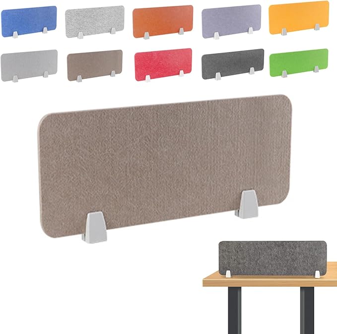 Felt-Covered Panels, soundproof Desk dividers, Removable Acoustic Desk partitions with Two Clips, Suitable for Installation as Privacy Screens in Offices, Studies, classrooms and librari H 15.8x15.8"