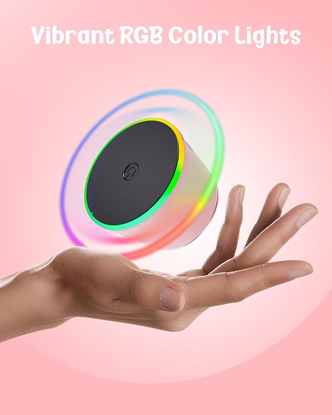 Small Bluetooth Speaker Gifts for Teens: Valentines Gifts for Him Her, 3 IN 1 Portable Magnetic Speaker with 9-Mode Lights, Waterproof Phone Stand for Desk, Cool Birthday Gadget Gifts for Adults