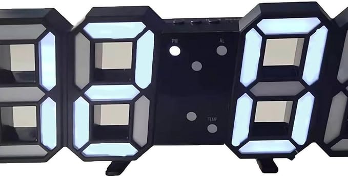 Kukyller 3D LED Digital Wall Clock, Desk Alarm Clock LED Night Light for Bedroom Living Room Kitchen Decor (Black)