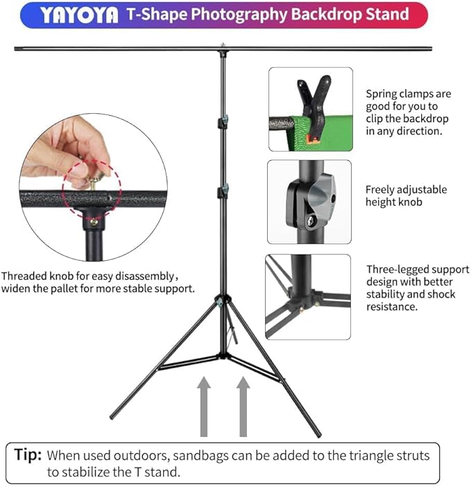 2-in-1 White Backdrop Green Screen Backdrop Stand Kit, 5x6.5 ft Greenscreen Background with Stand for Streaming, Zoom, Photography, Video with Clips & Carrying Bag