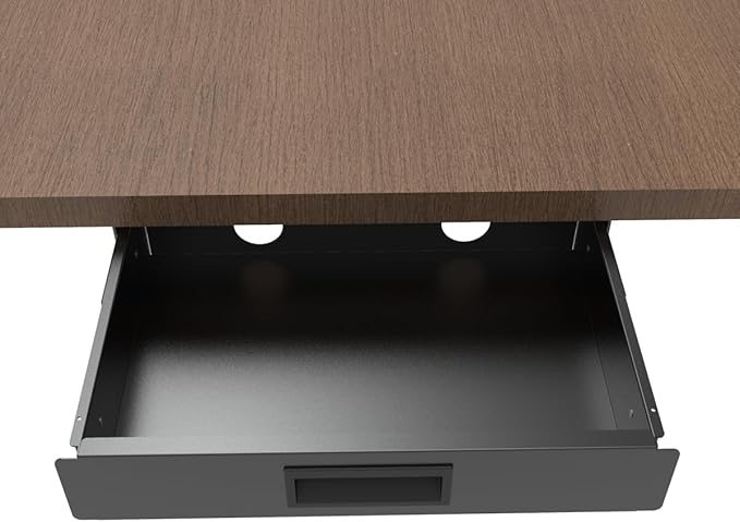 QiaoYoubang 13 Inch Wide Under Desk Sliding Drawer- Pull Out Storage Organizer with Handle at office or home for Sit Standing Workstation, Black