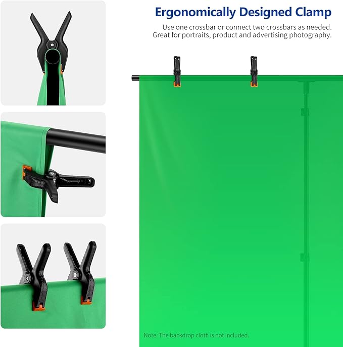 NEEWER T-Shaped Background Backdrop Support Stand Kit, 8.5ft/2.6m Tall Adjustable Tripod Stand and 5ft/1.5m Wide Crossbars with 6 Spring Clamps and 1 Carrying Bag for Studio Photo Video Photography