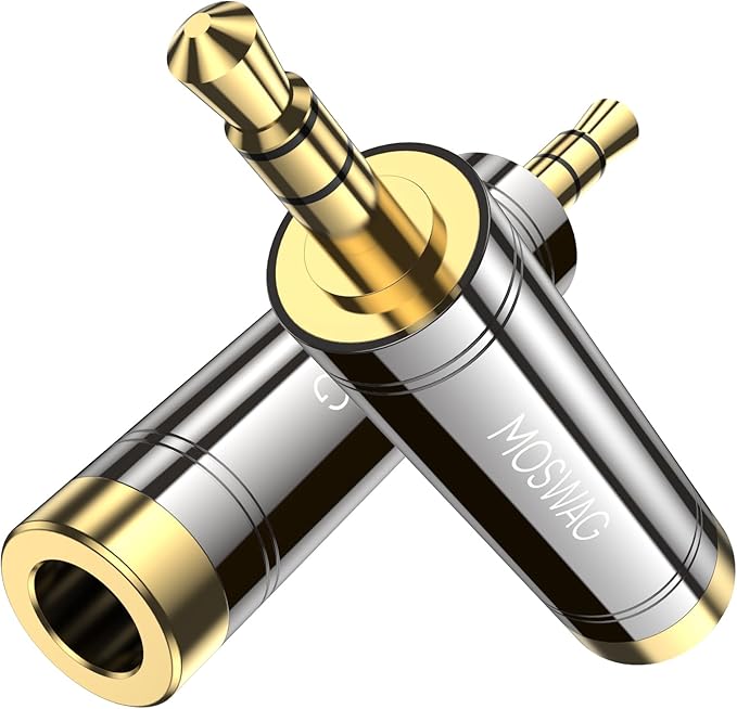 MOSWAG 3.5mm Male to 1/4'' Female Stereo Headphone Adapter, 3.5mm(1/8'') Plug Male to 6.35mm (1/4'') Jack Female Stereo Adapter for amplifiers, Mixing Console, Home Theater Devices, Electric Guitar