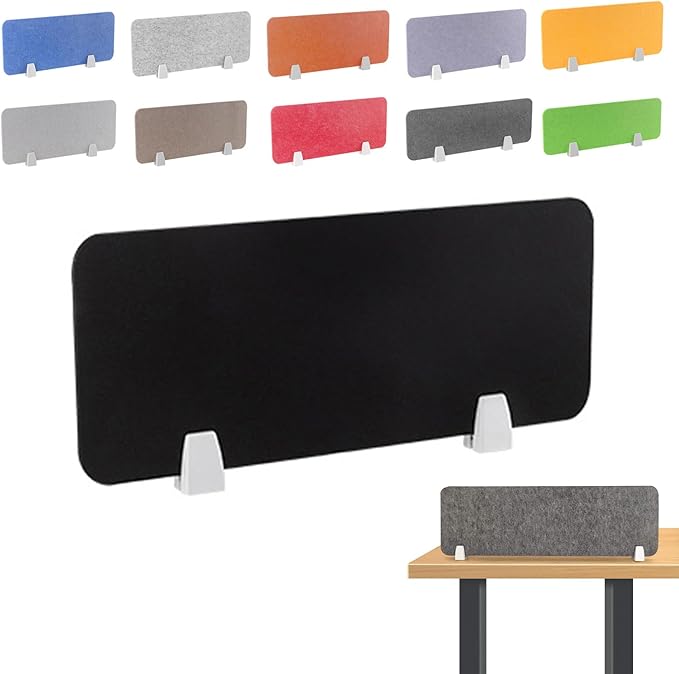 Felt-Covered Panels, soundproof Desk dividers, Removable Acoustic Desk partitions with Two Clips, Suitable for Installation as Privacy Screens in Offices, Studies, classrooms and librari A 15.8x31.5"