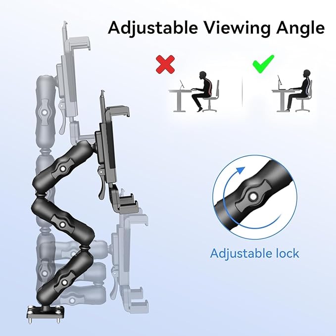 OHLPRO Heavy Duty Tablet Holder for Truck, iPad Holder for Car Drill Base, 360°Adjustable 3-Stage Arm Car Mount for All 7" - 11.5" iPad Pro,Mini,Samsung Tab, Nexus, Great for Desks, Wall, Businesses